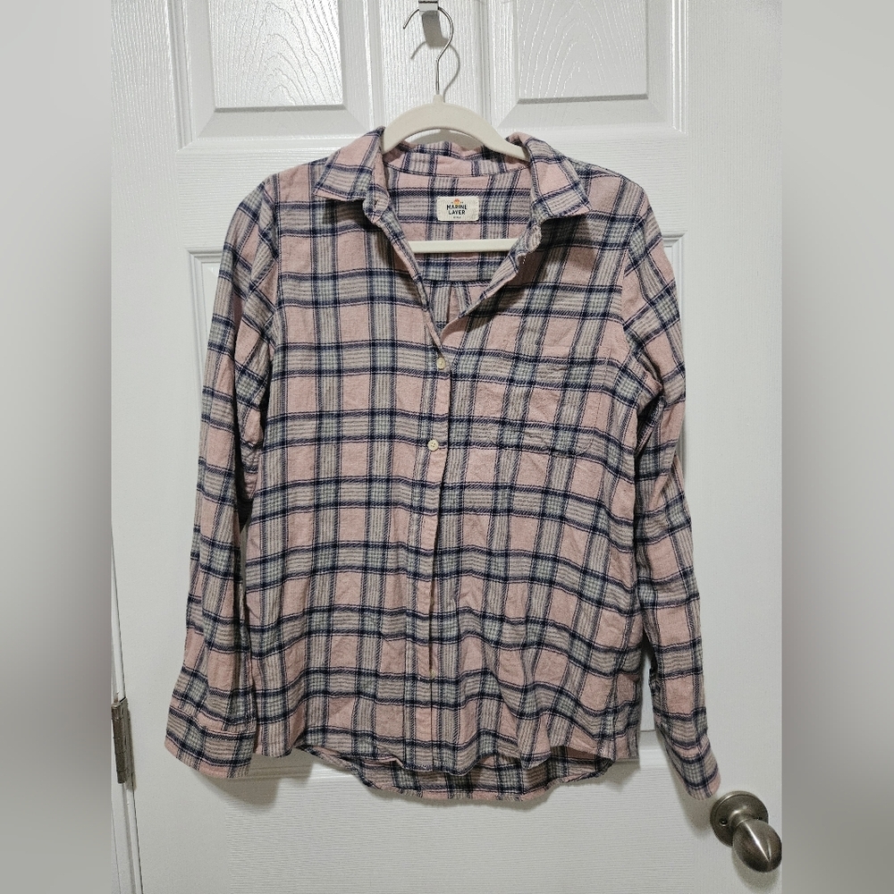 Marine Layer Wool Cotton Blend Flannel Button Up Small